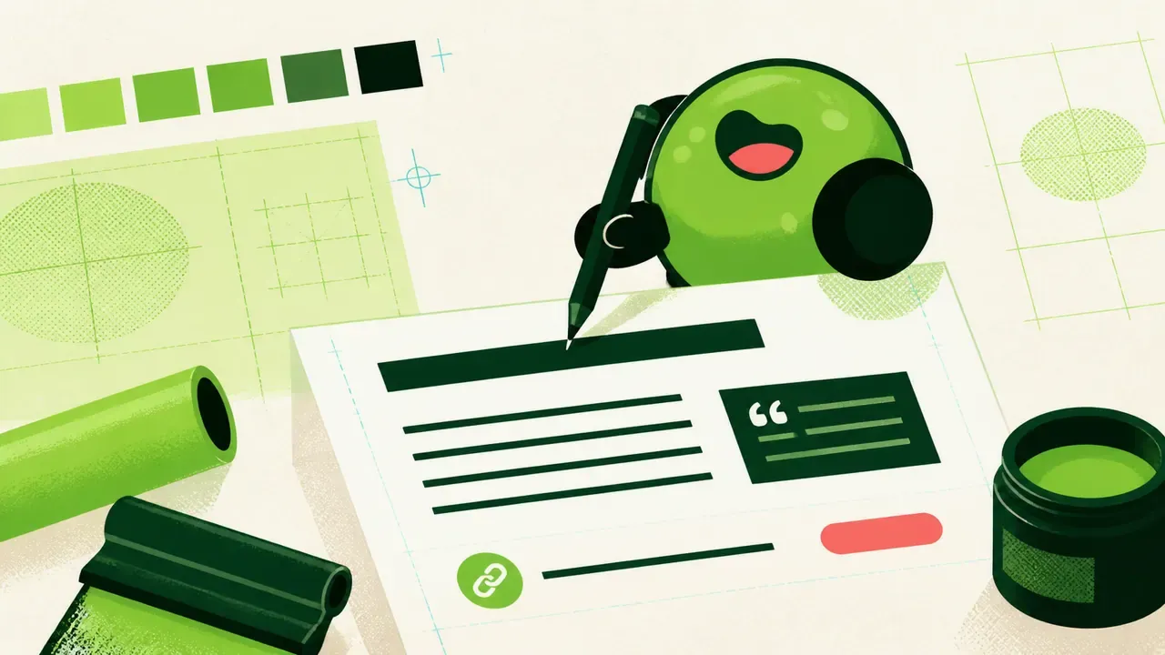 Маскот PostFrog выстраивает длинный пост по смысловым блокам