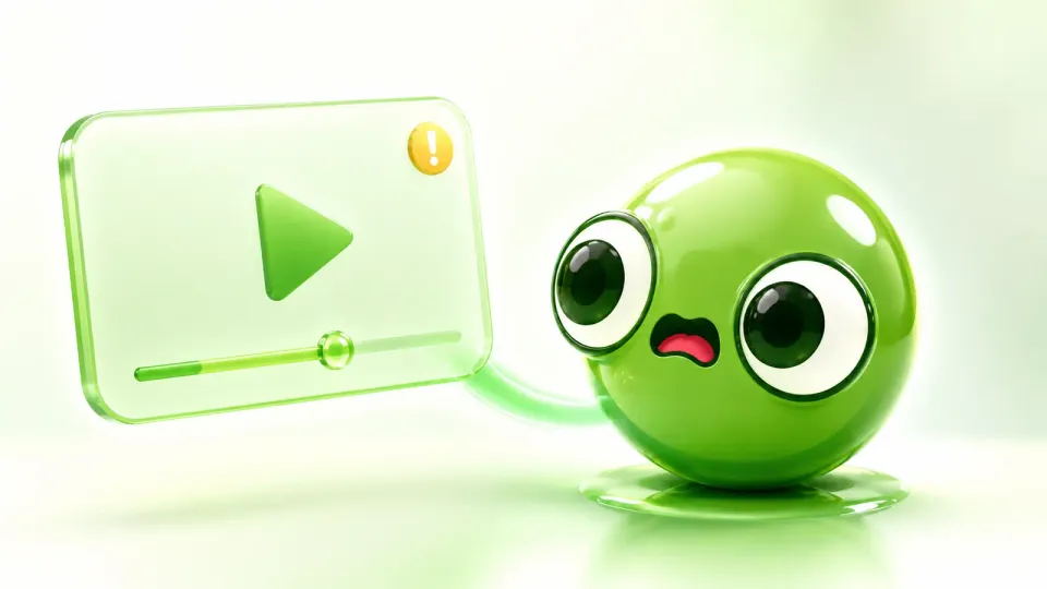 Расстроенный маскот PostFrog чинит зависшую отправку видео