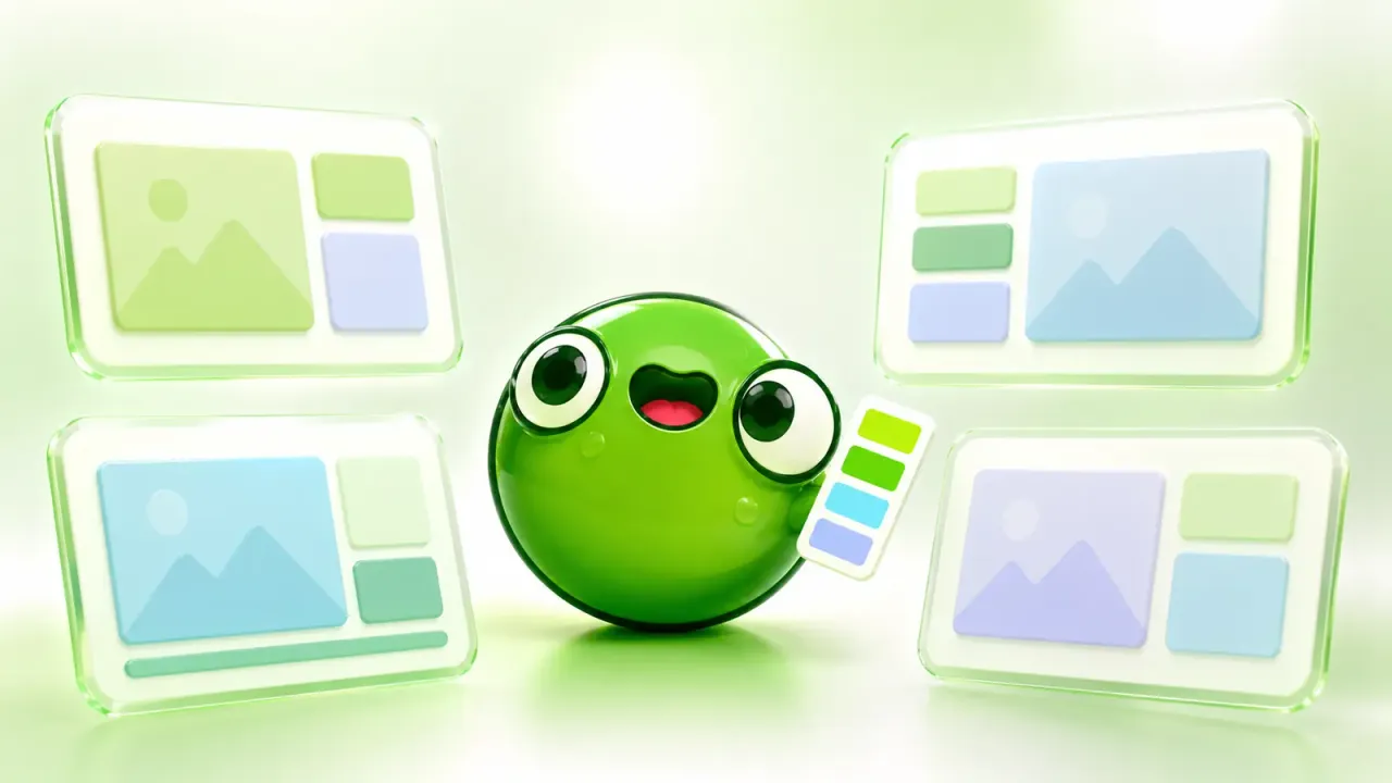 Маскот PostFrog выбирает между четырьмя макетами обложки